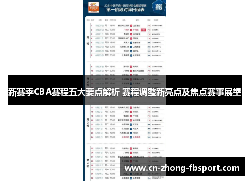 新赛季CBA赛程五大要点解析 赛程调整新亮点及焦点赛事展望 新赛季CBA赛程五大要点解析 赛程调整新亮点及焦点赛事展望