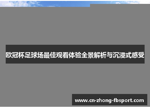 欧冠杯足球场最佳观看体验全景解析与沉浸式感受 欧冠杯足球场最佳观看体验全景解析与沉浸式感受